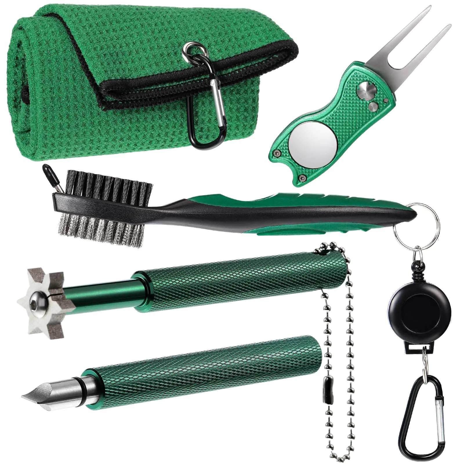 Green Golf Enthusiast 5-Piece Cleaning Set