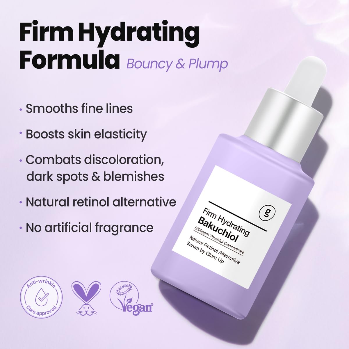 Glam Up Bakuchiol Rejuvenate Serum - Anti-Aging & Hydration Boost, 1.01 Fl Oz