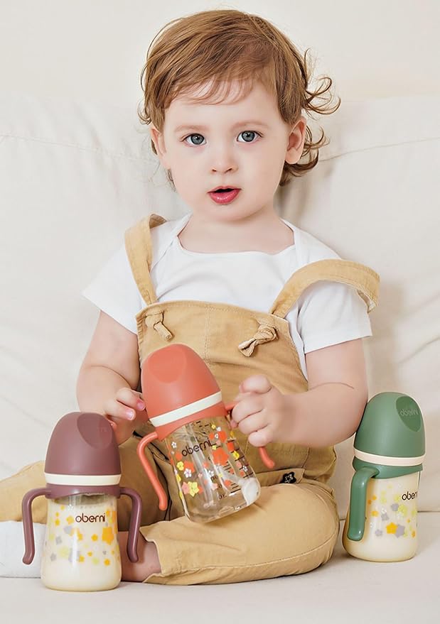 Oberni PPSU No-Spill Straw Toddler Bottle 3-Pack (Green, 8 Oz)