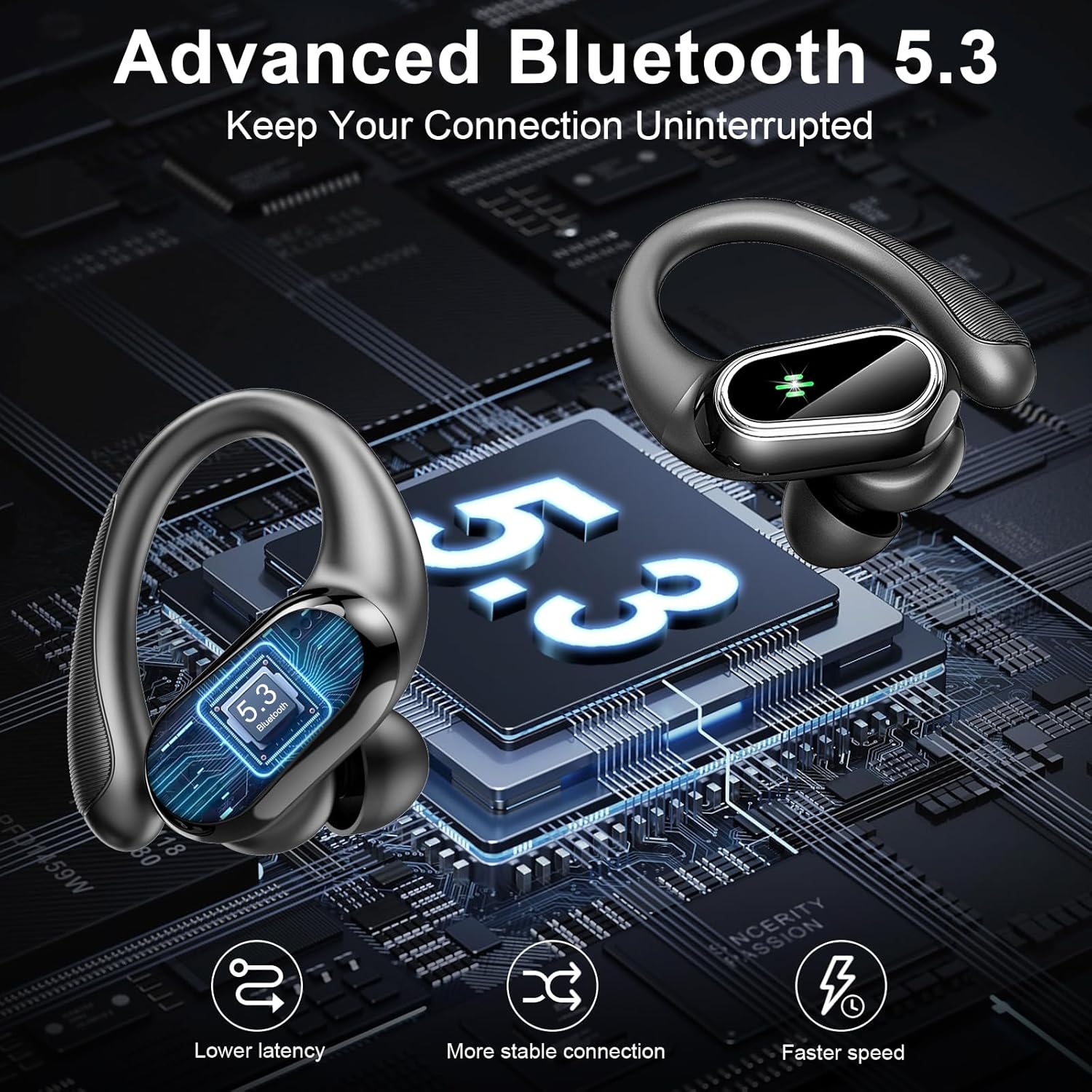 SportFit Bluetooth Earbuds 50Hr Playtime IP7 Waterproof