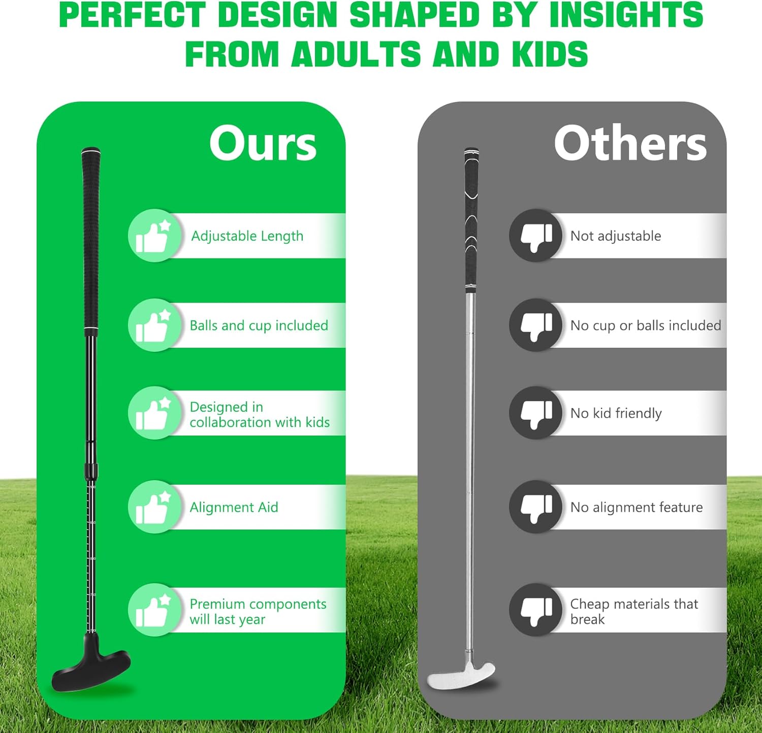 Dual-Sided Golf Putter Set with Adjustable Length