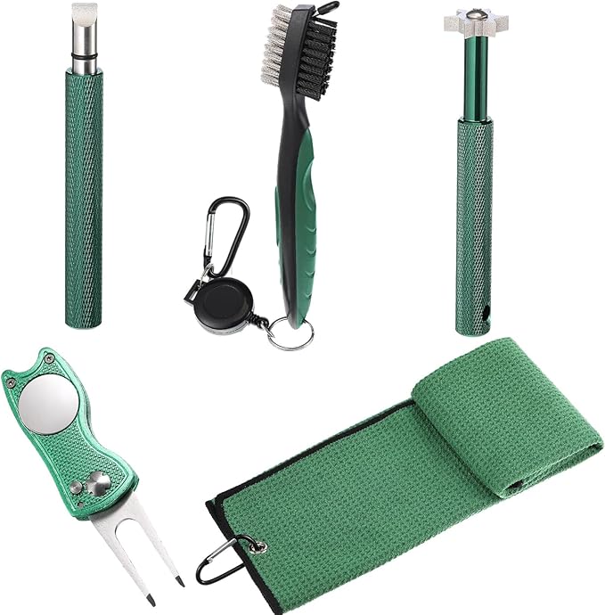 Green Golf Enthusiast 5-Piece Cleaning Set