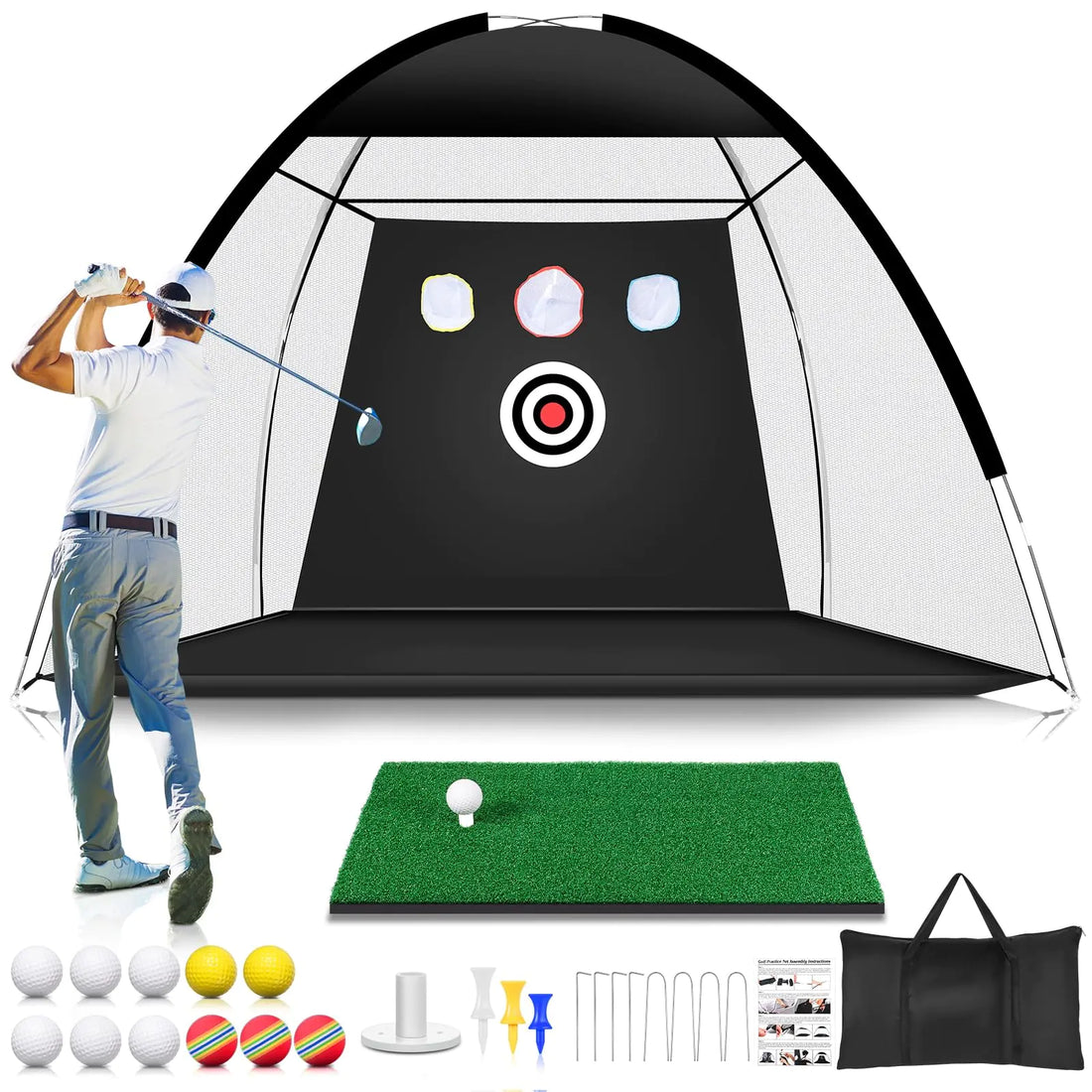 10x7ft Complete Golf Training Net Set