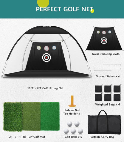 10x7ft Complete Golf Training Net Set
