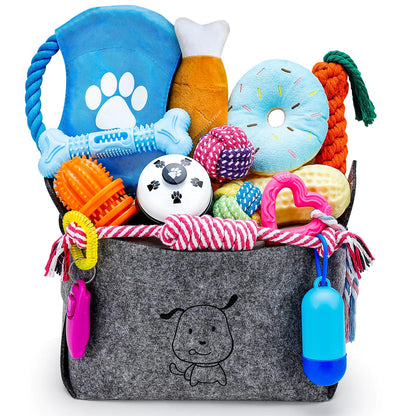 PuppyJoy 26-Pack Chew &amp; Play Toy Set with Storage Bin